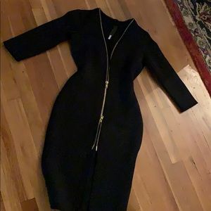 MISS AVENUE BODYCON Dress , GOLD ZIPPER